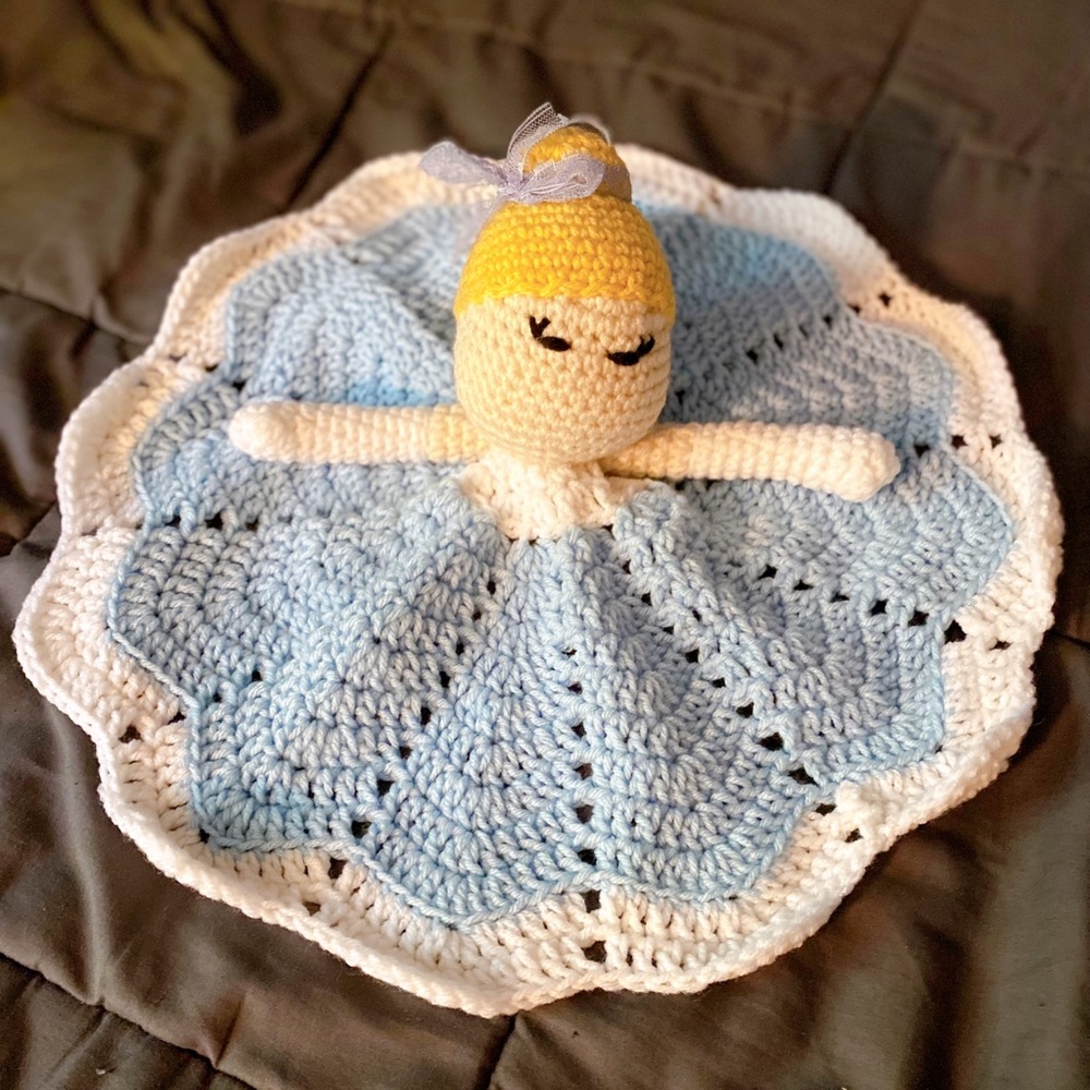 Handmade Crocheted Cinderella Doll / Bed Decor